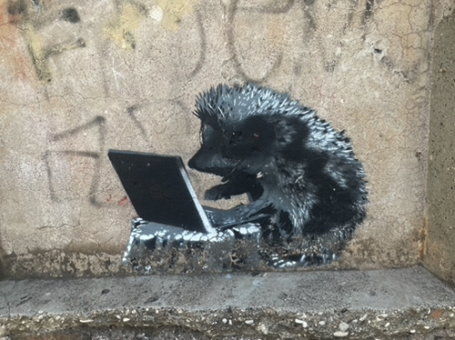 21 - Tech-savvy hedgehog street art