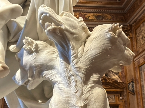25 - up close marble Cerberus carved by Bernini