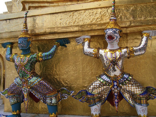52 - Guardians Holding up a Golden Chedi, Royal Palace, Bangkok